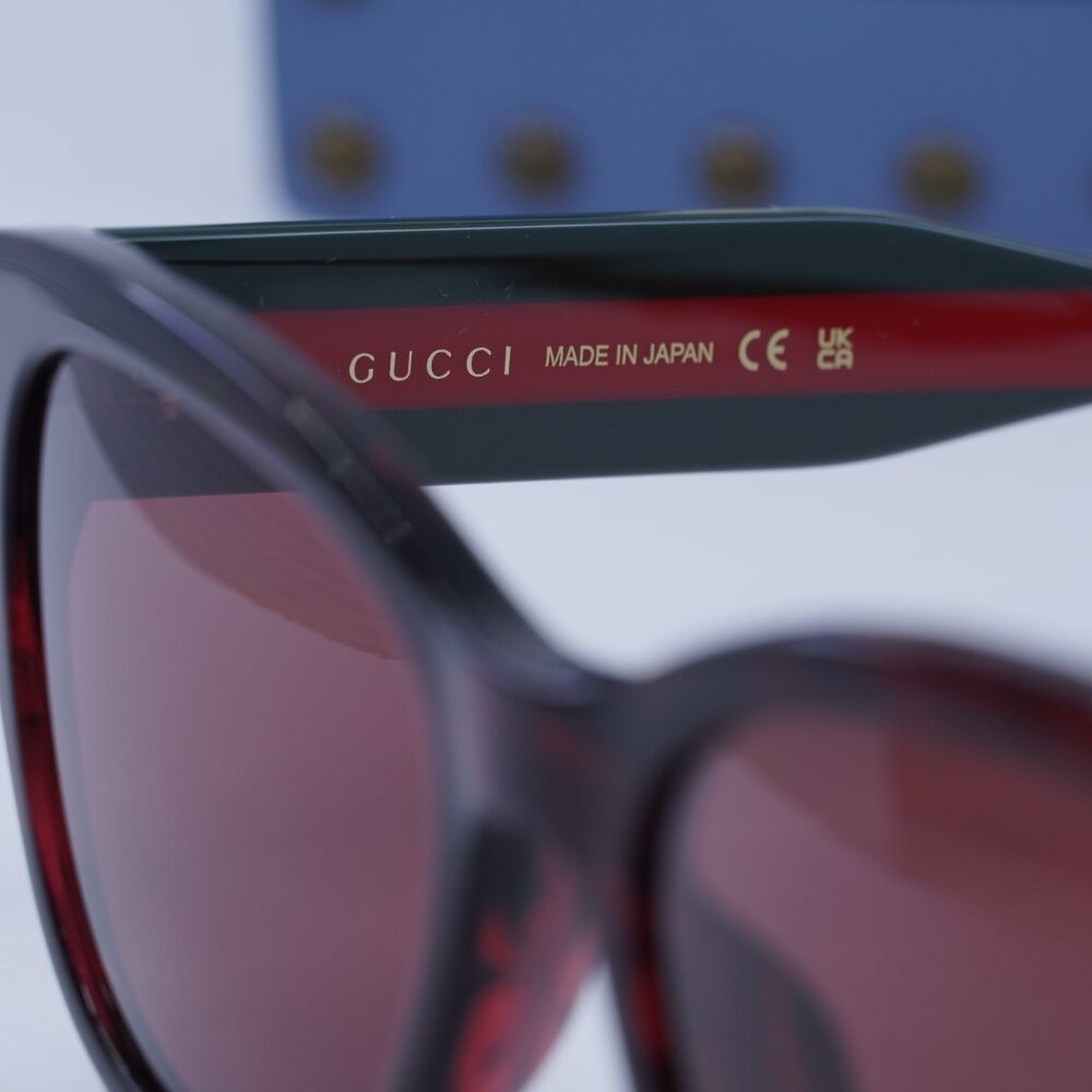 Gucci GG1866SK 003 Square Sunglasses – Shiny Burgundy Havana/Burgundy - Picture 6 of 9